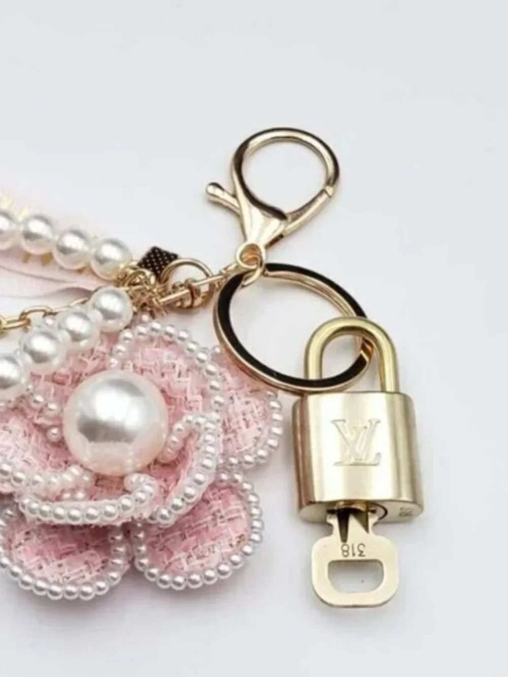 Louis Vuitton Gold Padlock 🔑 Authentic LV Unbranded Flower Keychain Bag Charm